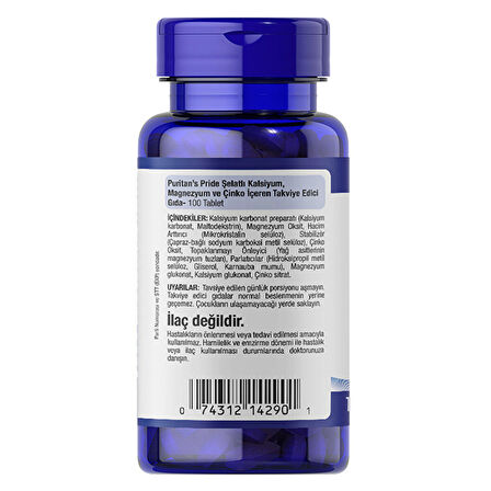 Puritan's Pride Calcium Magnesium Zinc 100 Tablet - AROMASIZ