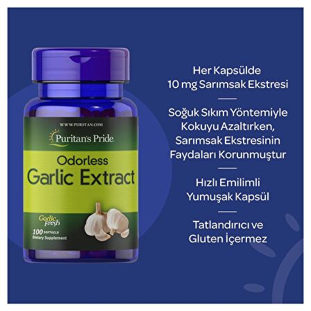 Puritan's Pride Odorless Garlic Extract 1000 Mg 100 Kapsül - AROMASIZ