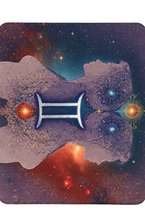İkizler Burcu Desenli Kaymaz Taban Optik Bilgisayar Notebook Burç Mouse Pad Burçlar Mauspad 17x 21cm