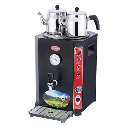 Işıkgaz Silverinox Elit Jumbo 13 Litre 2 Demlikli Çay Kazanı Makinesi