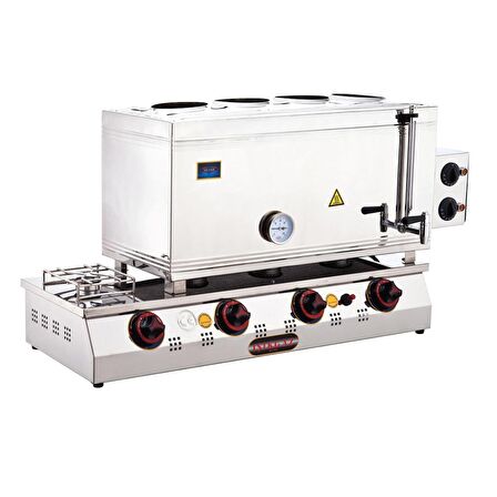 Işıkgaz Silverinox Lpg Tüp + Elektrikli 60 Litre 4 Demlikli Çay Kazanı