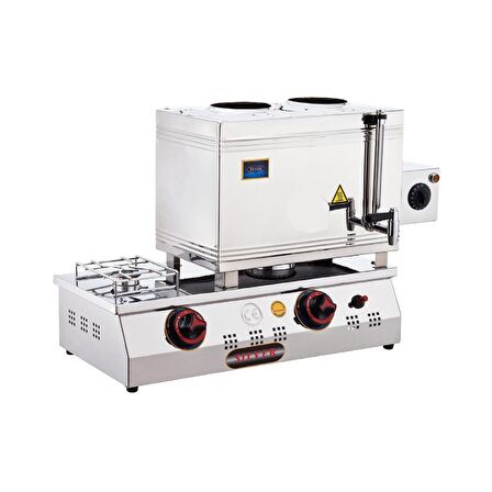 Işıkgaz Silverinox Lpg Tüp + Elektrikli 30 Litre 2 Demlikli Çay Kazanı