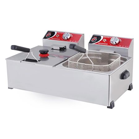 Işıkgaz Silverinox Endüstriyel Çiftli 8+8 Litre Elektrikli Fritöz