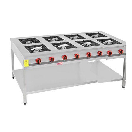 Himaksan Endüstriyel 200 X 100 Cm Lpg Tüplü Taban Raflı 8 Gözlü Ocak