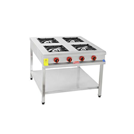 Himaksan Endüstriyel 90 X 90 Cm Lpg Tüplü Taban Raflı 4 Gözlü Ocak