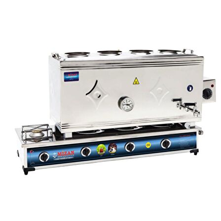 Mizan 80 Lik Lpg Tüplü + Elektrikli 60 Litre 4 Demlikli Çay Kazanı Ocağı
