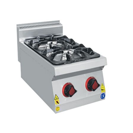 Karacasan Endüstriyel 40 cm 700 Seri Set Üstü İki Gözlü Doğalgaz Ocak