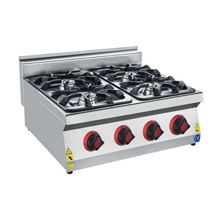 Karacasan Endüstriyel 80 cm 700 Seri Set Üstü Dört Gözlü LPG Tüplü Ocak