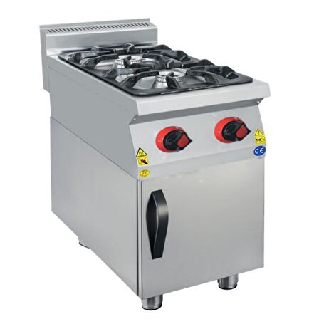 Karacasan Endüstriyel 900 Seri Dolaplı 40 cm 2 Gözlü Doğalgazlı Ocak