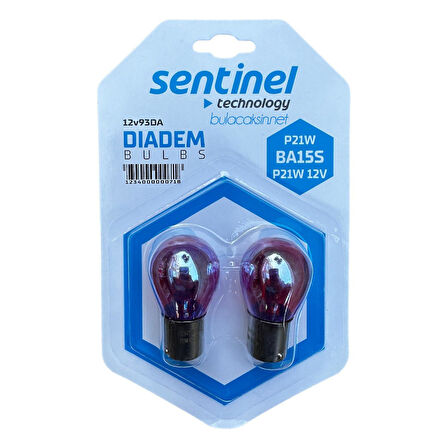 Sentinel Diadem Turuncu 12V P21W BA15S Tek Duy Düz Tırnak Ampul 2 Adet