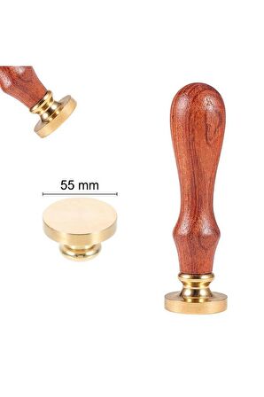 Mühürcüm Mühür Mumu Damga 55  mm Yuvarlak Boş Pirinç Kafa + Ahşap Sap R5799O55