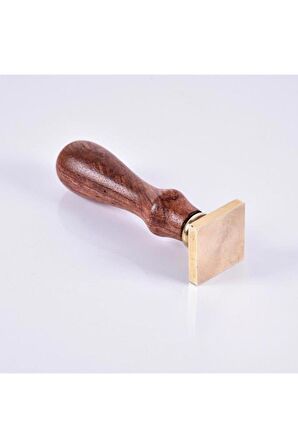 Mühürcüm Mühür Mumu Damga 20 mm Kare Boş Pirinç Kafa + Ahşap Sap R5799S20