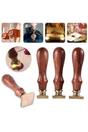 Mühürcüm Mühür Mumu Damga 20 mm Kare Boş Pirinç Kafa + Ahşap Sap R5799S20