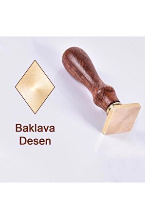 Mühürcüm Mühür Mumu Baklava 29.5x22 mm Baklava Boş Pirinç Kafa + Ahşap Sap R5799B1