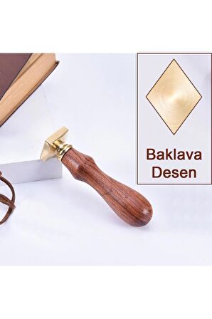 Mühürcüm Mühür 20x29 mm Baklava Boş Pirinç Kafa + Ahşap Sap R5799B2