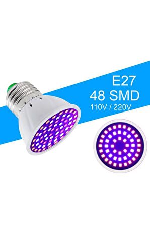 Tam Spektrum Bitki Büyütme 48 Led Lamba E27 Duy 220V 9W