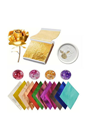 Varak Kaplama Yaprak Metalik Folyo İmitasyon 9x9cm 10lu Paket 1 A Gold R5799F-1