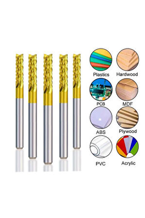 Titanyum Kaplı Tungsten Çelik CNC Freze PCB Kesici 1,5 - 3,1,75mm