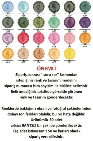 Hazır Mühür Bantsız Mum Mührü 50 Adet Mühür