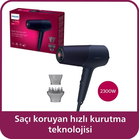  Philips 5000 Serisi Saç Kurutma Makinesi, 2300w, ThermoShield teknolojisi, İyonik Bakım, BHD510/00