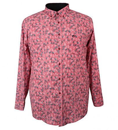 Büyük Beden Likralı Erkek Gömlek Uzun Kol Nar