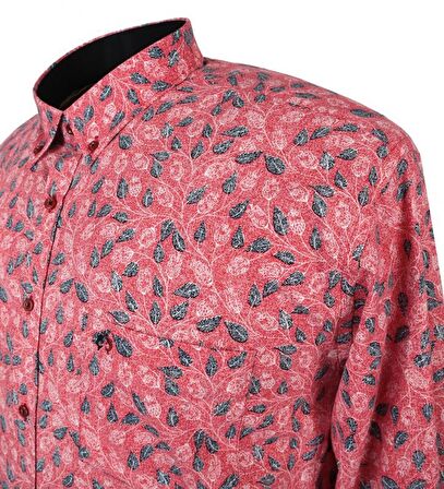 Büyük Beden Likralı Erkek Gömlek Uzun Kol Nar