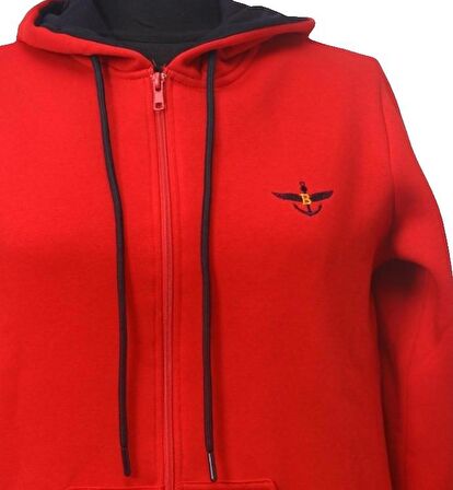 Backpacker Kadın Sweatshirt Kapüşonlu Fermuarlı Kırmızı