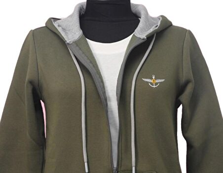 Backpacker Kadın Sweatshirt Kapüşonlu Fermuarlı Haki