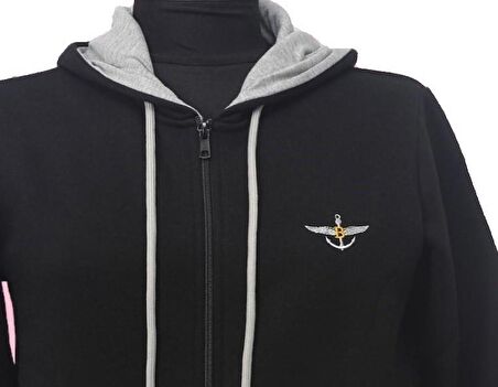 Backpacker Kadın Sweatshirt Kapüşonlu Fermuarlı Siyah