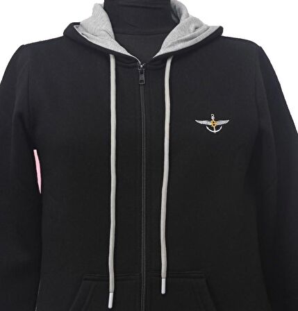 Backpacker Kadın Sweatshirt Kapüşonlu Fermuarlı Siyah