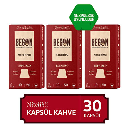  3'lü Nord Kivu Espresso Kapsül Kahve - 30 Kapsül