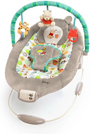 Bright Starts Winnie the Pooh Dots & Hunny Pots Sallanan Bebek Titreşimli Bebek Koltuğu, Müzik ve 3 Farklı Oyun Arkadaşlı