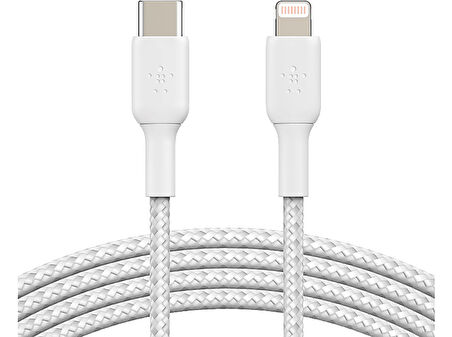 BELKIN 2M BC Lightning USB-C Örgülü Kablo Beyaz