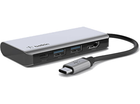 BELKIN USB-C’den 4’ü Bir Arada Çoklayıcı Adaptör Gri