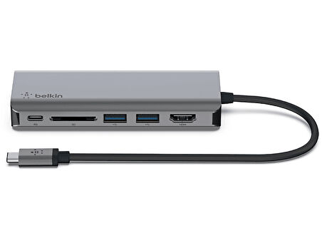 BELKIN USB-C’den 4’ü Bir Arada Çoklayıcı Hub Gri