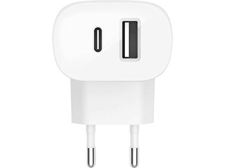 BELKIN BoostCharge USB-C Duvar Şarjı 37W USB-C 25W USB-C Port ve 12W USB-A Port Beyaz