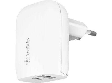 BELKIN BoostCharge USB-C Duvar Şarjı 37W USB-C 25W USB-C Port ve 12W USB-A Port Beyaz