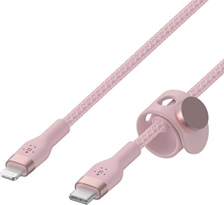 Belkin BoostCharge Pro Flex Örgülü USB-C to Lightning Kablosu 2 Metre Pembe