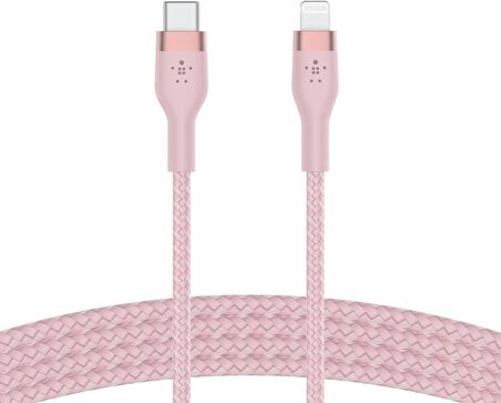 Belkin BoostCharge Pro Flex Örgülü USB-C to Lightning Kablosu 2 Metre Pembe