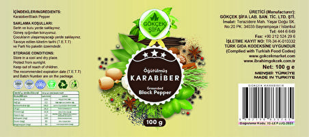 Öğütülmüş Karabiber (GROUND BLACK PEPPER) 100 Gr.