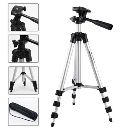 BUFFER® 360 Derece Ayarlanabilir Katlanabilir Profesyonel Çekim Fotoğraf Makinası 105 cm Tripod