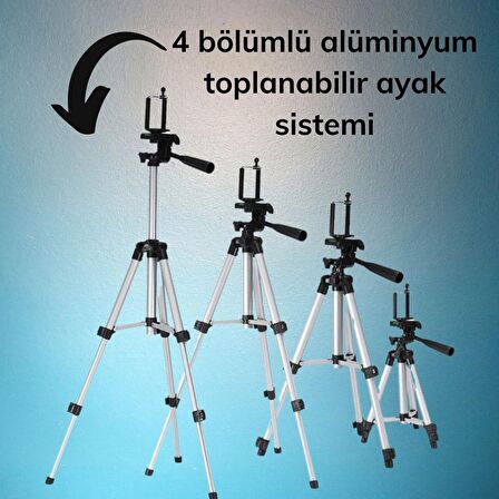 BUFFER® 360 Derece Ayarlanabilir Katlanabilir Profesyonel Çekim Fotoğraf Makinası 105 cm Tripod