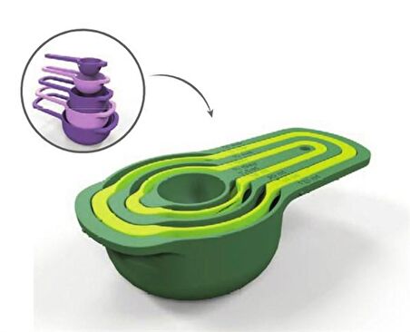 Pratik Ölçü Kaşığı Kabı 5li Şeker Baharat Sıvı Ölçer Aparat