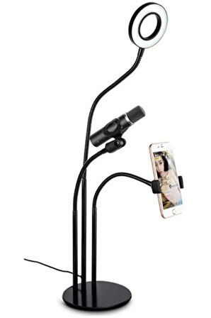 3in1 Youtube Set Cep Telefonu & Mikrofon Tutucu Ve Selfie Işığı