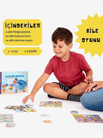 Okyanus Bingo - Okyanus Temalı Çocuk Tombalası 2-6 Yaş