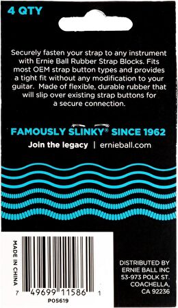 Ernie Ball P05619 Strap Block 4PK-Mavi