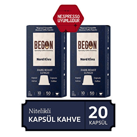  2'li Nord Kivu Dark Roast (Lungo) Kapsül Kahve - 20 Kapsül