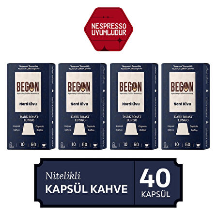 4'lü Nord Kivu Dark Roast (Lungo) Kapsül Kahve - 40 Kapsül