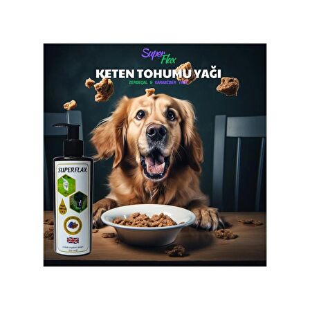 SUPER FLAX KEDİ VE KÖPEKLER İÇİN KETEN TOHUMU YAĞI YEM KATKISI 200ML