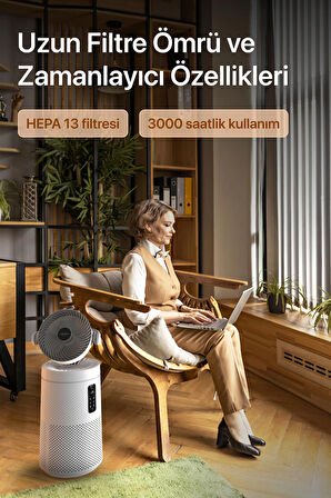 Xenon Smart Akıllı Fanlı Hava Temizleyici, Wi-Fi, Aromaterapi Özellikli Air Purifier, CADR 390m³/s, 3 Katmanlı HEPA13 Filtreli, X7422